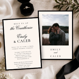 Elegant Classic Photo Intimate Courthouse Wedding  Invitation