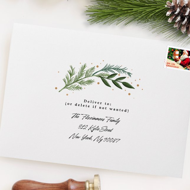 Elegant Classic Pine Wreath Christmas Holiday Envelope (Creator Uploaded)