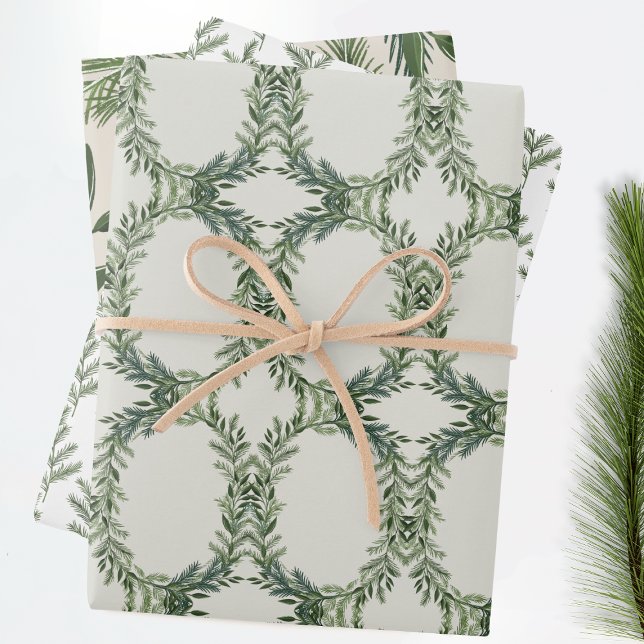 Elegant Classic Pine Wreath Christmas Holiday Wrapping Paper Sheet (Creator Uploaded)