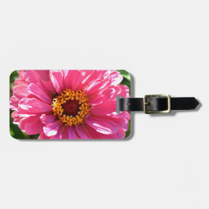 Elegant classic pink floral flower mum daisy luggage tag