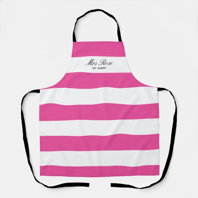 Elegant Classic Pink Stripe First Anniversary Gift Apron (Front)