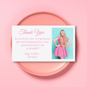 elegant classic pink thank you graduation photo   card