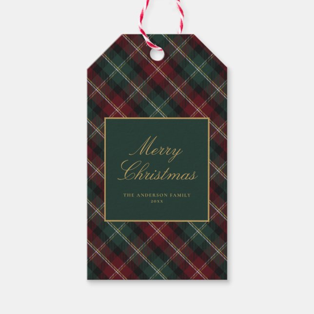 Elegant Classic Plaid Christmas Gift Tags (Front)