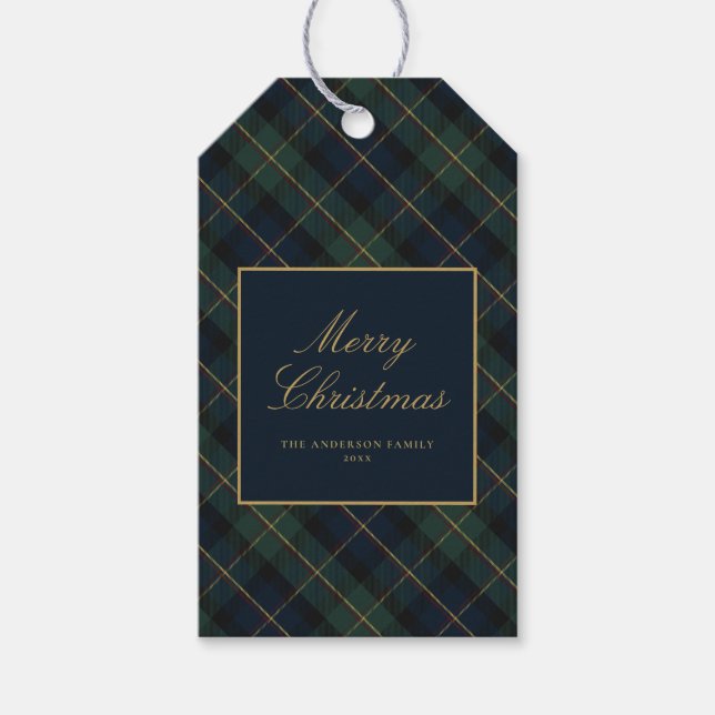 Elegant Classic Plaid Christmas Gift Tags (Front)