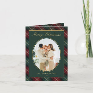 Elegant Classic Plaid Family Photo Christmas Holiday Card