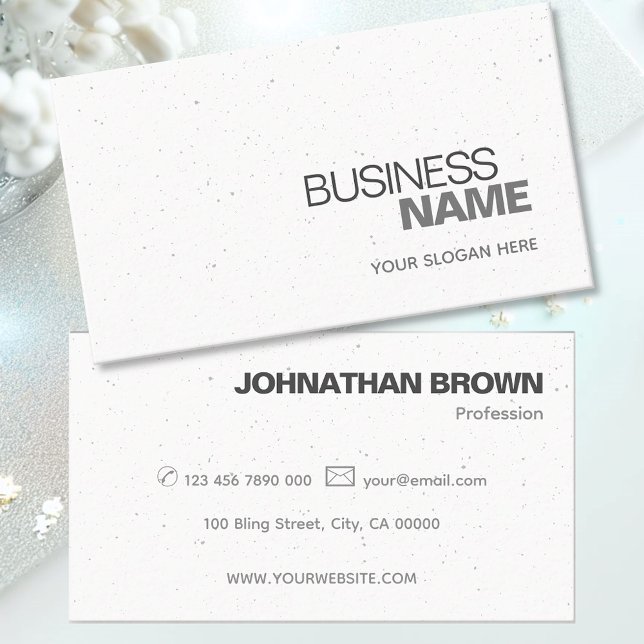 Elegant Classic Plain White Grey Sprinkle Dots Business Card (Creator Uploaded)