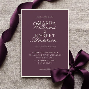 Elegant Classic Plum Old Money Wedding Invitation