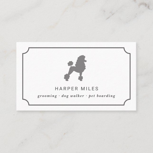 Elegant classic  poodle dog grooming business card (Front)