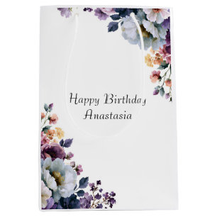 Elegant Classic Purple Flowers For Her Medium Gift Bag