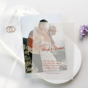 Elegant Classic Red & Deep Blue Wedding Vellum Invitations