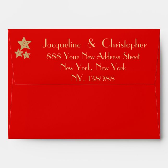Elegant classic red & gold wedding invitation      envelope (Back (Top Flap))