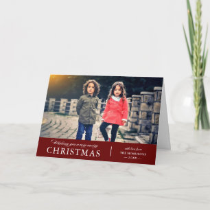 Elegant Classic Red Very Merry Christmas Photo Holiday Card