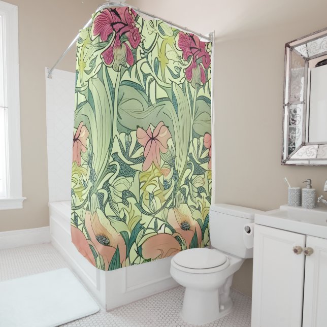 Elegant Classic Retro Pattern Floral Shower Curtain (In Situ)