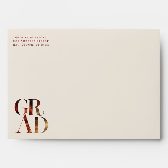 Elegant Classic Retro Script White Graduation Envelope (Front)