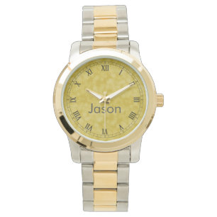 Elegant, classic roman number silver and gold watch