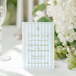 Elegant Classic Sage & Blue Save The Date Card
