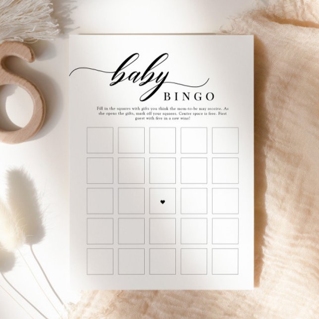Elegant Classic Script Baby Shower Bingo Game Invitation (Creator Uploaded)