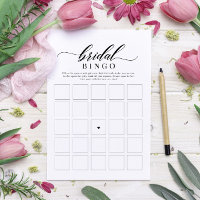 Elegant Classic Script Bridal Shower Bingo Game