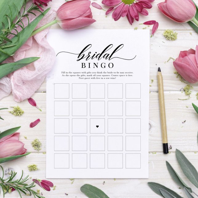 Elegant Classic Script Bridal Shower Bingo Game Invitation (Creator Uploaded)