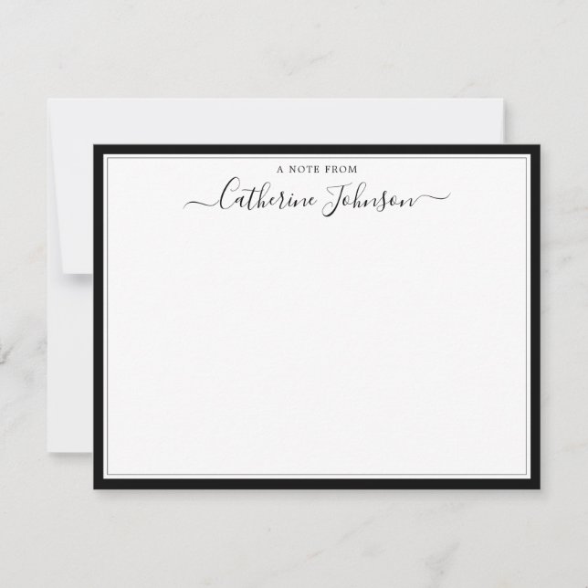 Elegant Classic Script Calligraphy A Note From Card (Front)