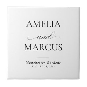 Elegant Classic Script Calligraphy Wedding Tile