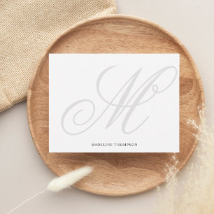 Elegant Classic Script Grey Monogram Calligraphy Card