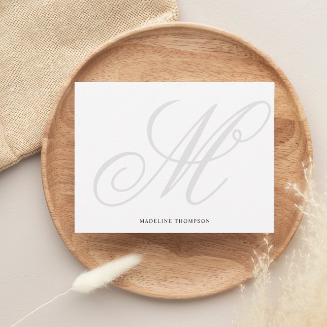 Elegant Classic Script Grey Monogram Calligraphy Card (Creator Uploaded)