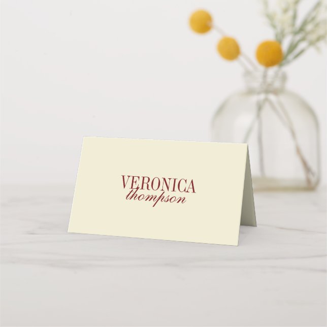 Elegant Classic Script Ivory Cream Wedding Custom Place Card (Front)
