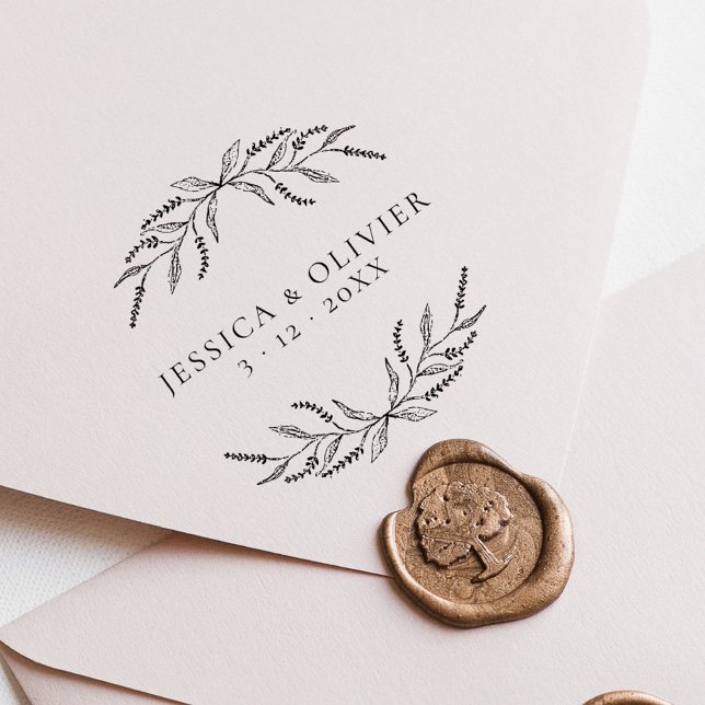 Elegant Classic Script Lavender Wedding Botanical Rubber Stamp (Elegant Classic Script Lavender Wedding Botanical Rubber Stamp)