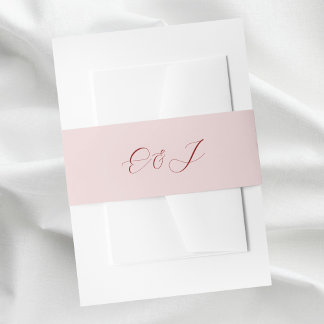 Elegant classic script monogram wedding invitation belly band