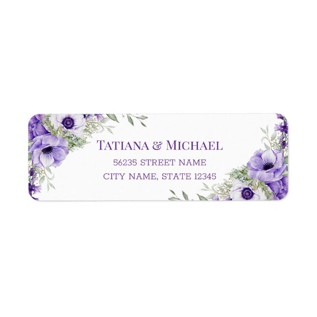 elegant classic script purple floral wedding (Front)