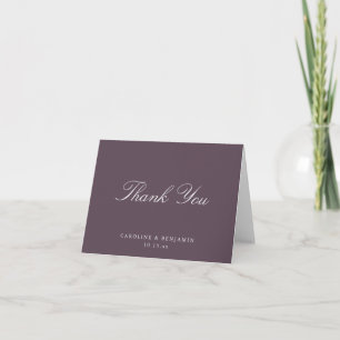 Elegant Classic Script Wedding Dark Plum Folded Thank You Card