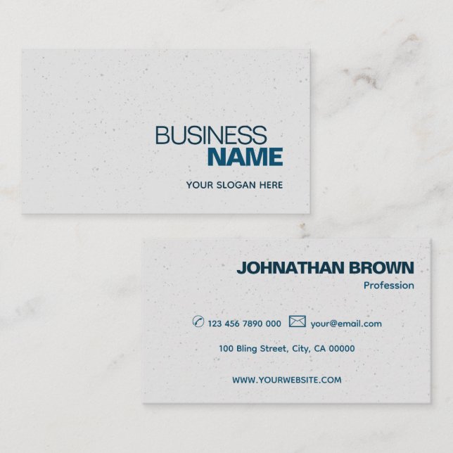 Elegant Classic Simple Blue Grey Sprinkles Modern Business Card (Front/Back)