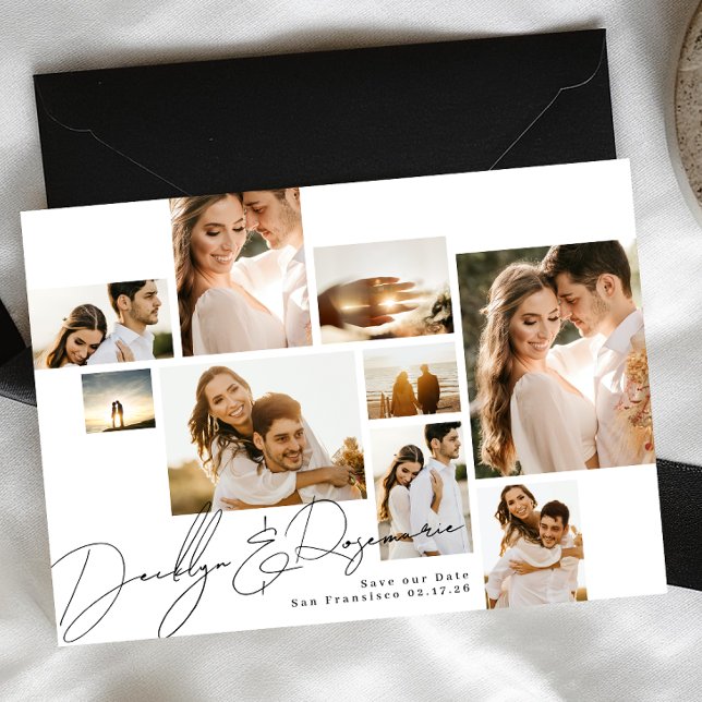 Elegant Classic Simple Collage Multi Photo Save The Date (Creator Uploaded)