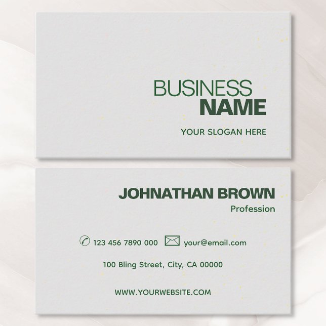 Elegant Classic Simple Green Grey Sprinkles Modern Business Card (Creator Uploaded)