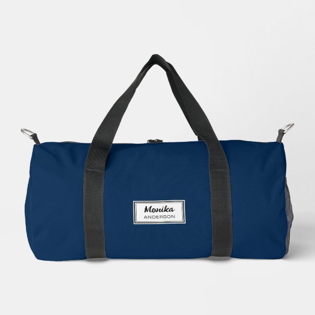 Elegant Classic Simple Navy Blue Custom Duffle Bag (Front)
