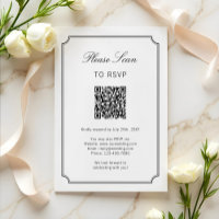 Elegant Classic Simple White Black Frame QR Code