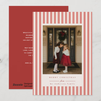 Elegant Classic Stripes Red Photo Card