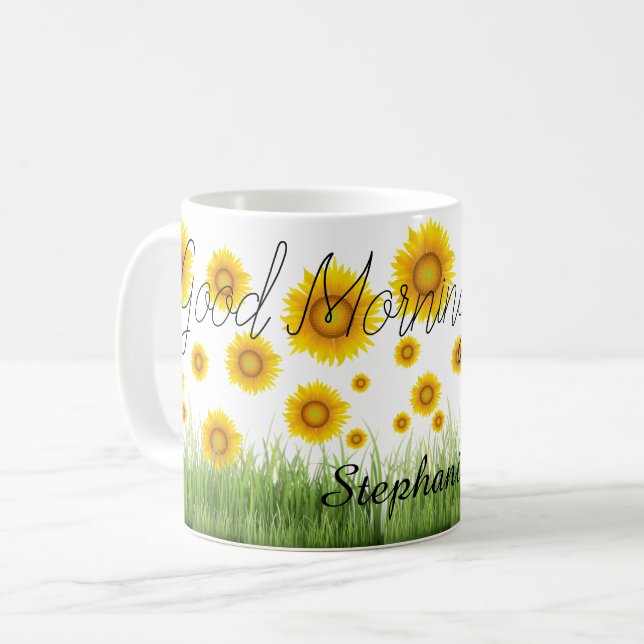 Elegant Classic Sunflower Typography  Coffee Mug (Front Left)