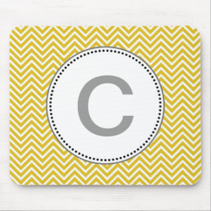 Elegant, classic sunny yellow chevron zigzag mouse mat