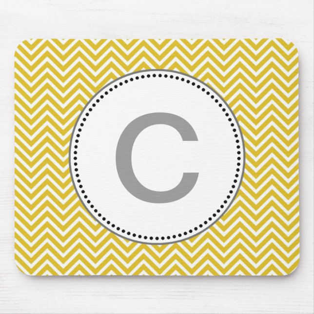 Elegant, classic sunny yellow chevron zigzag mouse mat (Front)