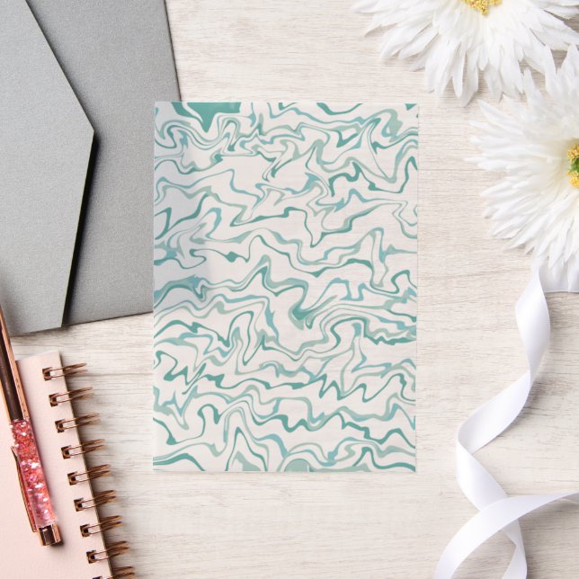 Elegant & Classic Teal Marble  Vellum Invitations (Wedding)