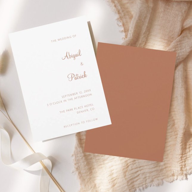 Elegant Classic Terracotta & White Wedding  Invitation (Creator Uploaded)