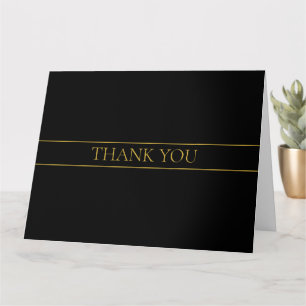 Elegant Classic Thank You   Gold Text & Stripes Card