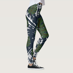 Elegant Classic Tie & Dye Leaf Leggings