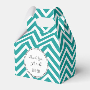 Elegant, classic, trendy teal monogram chevron favour box