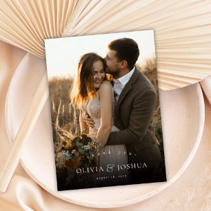 Elegant Classic Typography Single Photo Wedding Thank You Card