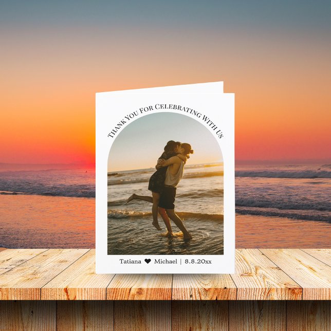 elegant classic typography wedding summer photo  thank you card (Creator Uploaded)