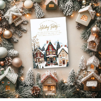 Elegant Classic Village Christmas Party Invitation