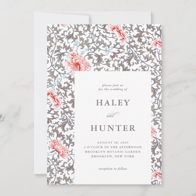 Elegant Classic Vintage Botanical Wedding Invitation (Front)